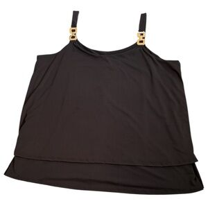 ASHLEY STEWART Dressy Top Women’s Size 22/24 Black Tank With Gold  Accents NWT